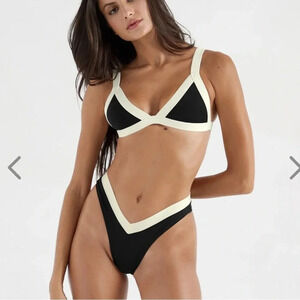 NWT OneOne Swimwear Bikini SET Cape Black White Jesse Kameron New Cheeky Grace